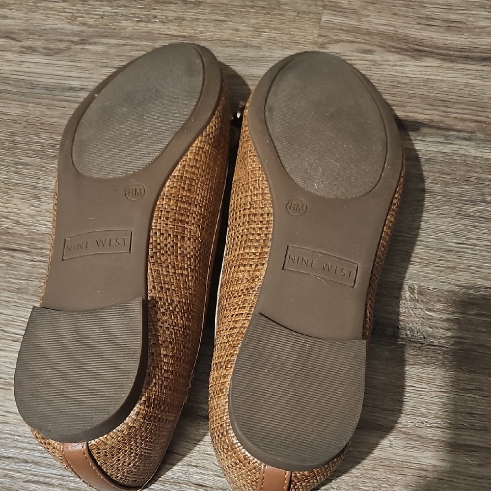 Nine West Tan Woven Flats with Bow - Picture 10 of 11
